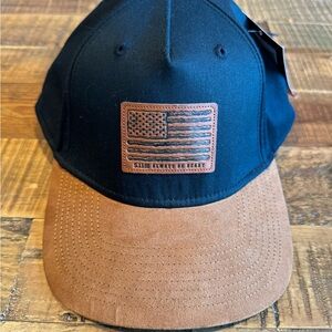 Black and Brown Cap with Leather Patch